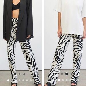 4th & Reckless NWT Button Front Zebra Print Denim Romee Trouser Size 14